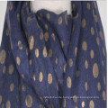 Beste Mode Frauen viel länger breiter blaue Farbe drucken Gold Polka Dots 100% Island Wolle Viskose Poncho Schal Wolle Schal